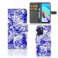 Telefoonhoesje met Naam Xiaomi Redmi 10 Angel Skull Blauw