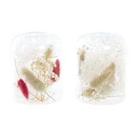 Kaarshouder DKD Home Decor Gedroogde bloem 8 x 8 x 11 cm Kristal Beige Kastanjebruin (2 Stuks)