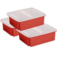 Sunware set van 3x opslagboxen kunststof 17 liter rood 45 x 36 x 14 cm met deksel - thumbnail