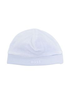 BOSS Kidswear bonnet à logo brodé - Bleu