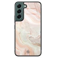 Samsung Galaxy S22 Plus glazen hardcase - Marmer waves
