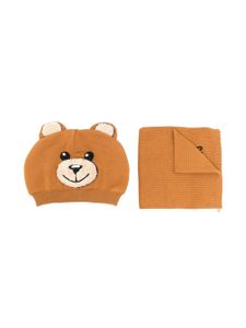 Moschino Kids bonnet à logo brodé - Marron