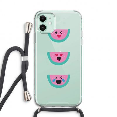 Smiley watermeloen: iPhone 11 Transparant Hoesje met koord