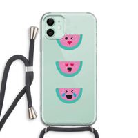 Smiley watermeloen: iPhone 11 Transparant Hoesje met koord