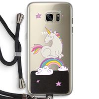 Regenboog eenhoorn: Samsung Galaxy S7 Edge Transparant Hoesje met koord