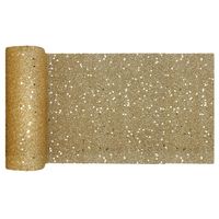 Santex Kerst tafelloper op rol - goud glitter - 18 x 500 cm - polyester - Tafellakens