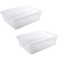 6x Voorraad/vershoudbakjes laag 2,5 liter transparant 24 x 20 x 8 cm