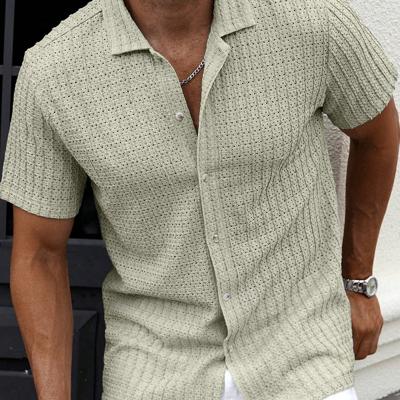 Bon&Bon Men's Brown Short Sleeve Casual Shirt | Lapel Collar Top Green-2 / S