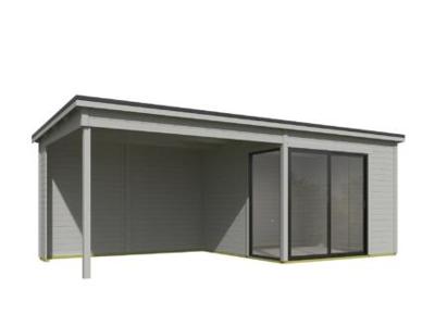 Blokhut Julia 295x295 Aanbouw Platinum Grey - Outdoor life