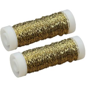 Wikkeldraad - 2x rolletjes - goud - 25 gram - bouillon effect - metaal draad - hobby binddraad