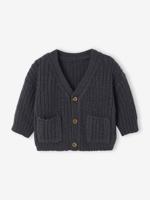 Babyvestje met V-hals van grof gebreide stof leigrijs
