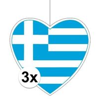 3x Griekenland hangdecoratie harten 28 cm   -