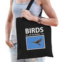 Havik vogel tasje zwart volwassenen en kinderen - birds of the world kado boodschappen tas - thumbnail