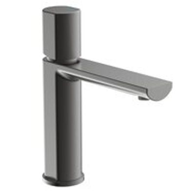 NEW YORK ééngreepsmengkraan wastafel, grafiet mat keramische schijven geluidsarme, verwisselbare 25 mm-cartouche flexibele metalen aansluitslangen 500 mm volgens DVGW/KTW-A 1 ¼" (Ø ca. 4 cm)