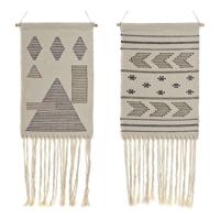 Ophangdecoratie DKD Home Decor Etnisch Zwart Crème Geometrisch Boho 46 x 1 x 64 cm (2 Stuks)