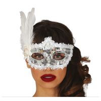 Verkleed oogmasker Venitiaans - zilver pailletten - volwassenen - Carnaval/gemaskerd bal - thumbnail