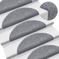 VidaXL Trapmatten zelfklevend 15 stuks 56x17x3 cm lichtgrijs halfrond
