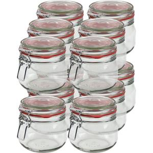 Weckpot/inmaakpot - 12x - glas - 500 ml - met beugelsluiting - transparant