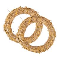 Decoratie krans van stro - Set van 2x stuks - 30 x 5,5 cm - DIY kransen maken - kerst deurkrans