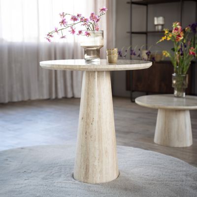 Eleonora Ronde Bistrotafel 'Aime' Travertin, 70cm