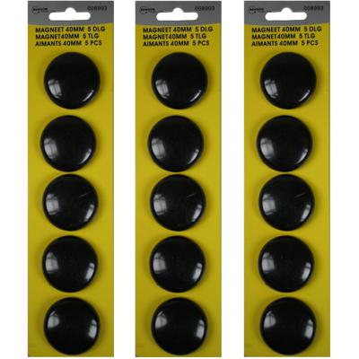 Benson ronde koelkast / whiteboard magneetjes - 15x stuks - zwart - Keuken magneten