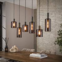 LifestyleFurn Hanglamp 'Deatra' 6-lamps, kleur Sienna brown