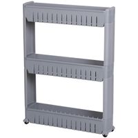 Urban Living Keuken/badkamer trolley - 3 lagen - kunststof - grijs - met wielen - L54 x B12 x H71 cm