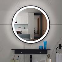 Xellanz Lista Nera LED Badkamerspiegel - Rond. Dimbaar. 100cm. Mat Zwart