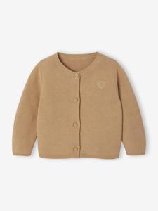 Geborduurd babyvestje met gouden hartjes okergeel