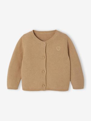 Geborduurd babyvestje met gouden hartjes okergeel