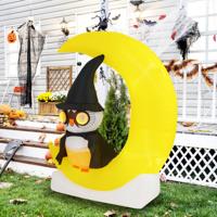 Halloween-Decoratie met LED-Verlichting Opblaasbare Uil op Maan Reuze Opblaasbare Feestdecoratie Haringen en Zandzakken