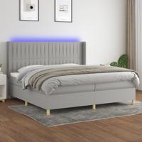 Boxspring met matras en LED stof lichtgrijs 200x200 cm