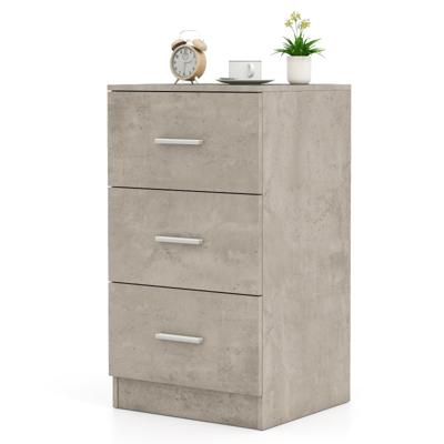Nachtkastje met 3 lades Hoogglans Nachtkast Nachtkommode voor Boxspringbed 37 x 34 x 66,5 cm Cementgrijs