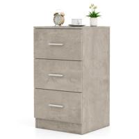 Nachtkastje met 3 lades Hoogglans Nachtkast Nachtkommode voor Boxspringbed 37 x 34 x 66,5 cm Cementgrijs