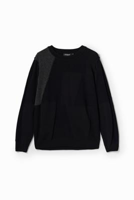 Trui met getextureerde patch - BLACK - XXL