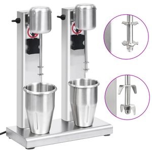 VidaXL Milkshake mixer met dubbele bekers roestvrij staal 2 l