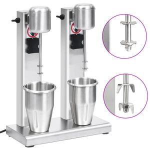 VidaXL Milkshake mixer met dubbele bekers roestvrij staal 2 L