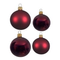 Glazen kerstballen pakket donker rood glans/mat 38x stuks 4 en 6 cm - Kerstbal