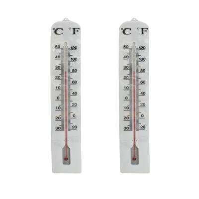 Gerimport Thermometer - 2x - kunststof - 40 x 6 cm - wit - tot 50 graden Celsius