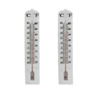 Gerimport Thermometer - 2x - kunststof - 40 x 6 cm - wit - tot 50 graden Celsius