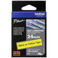 Brother TZESL651 Labeltape zelflaminerend Tapekleur: Geel Tekstkleur: Zwart 24 mm 8 m