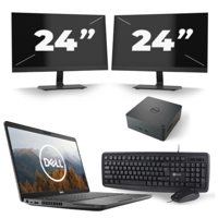 Dell Latitude 5501 - Intel Core i5-9e Generatie - 15 inch - 16GB RAM - 256GB SSD - Windows 11 Home + 2x 24 inch Monitor