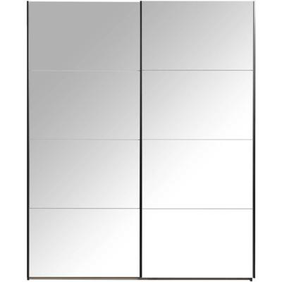 Leen Bakker - Schuifdeurkast Bergamo Met Spiegeldeuren - Antraciet - 221x178,5x66,6 Cm - Spaanplaat - Grijs - 178.5x221x66.6 Cm