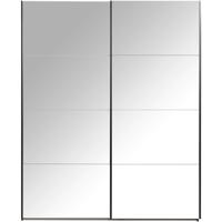 Leen Bakker - Schuifdeurkast Bergamo Met Spiegeldeuren - Antraciet - 221x178,5x66,6 Cm - Spaanplaat - Grijs - 178.5x221x66.6 Cm
