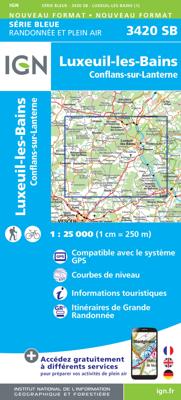 Wandelkaart - Topografische kaart 3420 SB - Serie Bleue Luxeuil-les-Bains, Conflans-sur-Lanterne | IGN - Institut Géographique National