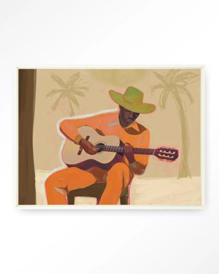Urban Cotton Wandkleed 'Musician 2' 80 x 110cm in Floating Frame - off white