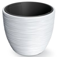 Plantenpot/bloempot Furu Stripes - buiten/binnen - kunststof - wit - D35 x H35 cm