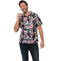 Tropical party Hawaii blouse heren - bloemen - roze - carnaval/themafeest- Plus Size - thumbnail