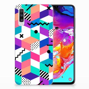 Samsung Galaxy A70 TPU Hoesje Blokken Kleurrijk