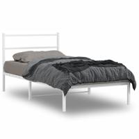 Bedframe met hoofdbord metaal wit 100x200 cm